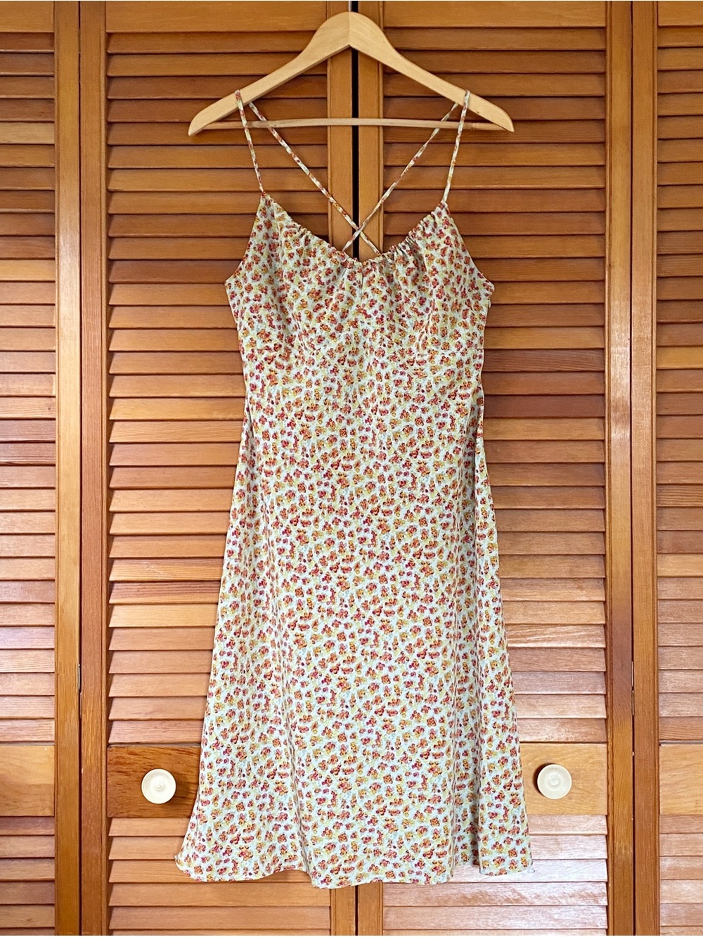 Vintage Y2K Express Dress Womens Size 5/6 Ditsy Floral Sleeveless Cross Back 90s